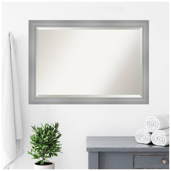 Amanti Art Medium Rectangle Flair Polished Nickel Beveled Glass