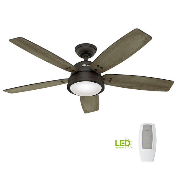 Hunter - Channelside 52 in. LED Indoor/Outdoor Noble Bronze Ceiling Fan with Remote Control