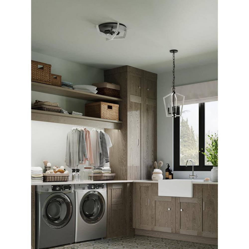 Matte Black and White Glass 2-Light Flush Mount Ceiling Fixture