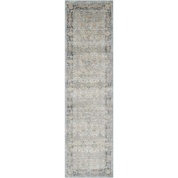 Kathy Ireland Home Malta Cloud 2 ft. x 8 ft. Solid Color Kitchen Runner Area Rug