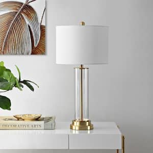 Cassian 26 in. Clear Table Lamp with White Shade