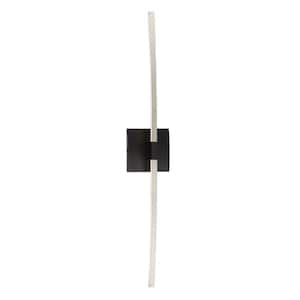 Archer 24 in. 1-Light Brushed Nickel and Black LED Wall Sconce with Frosted Acrylic Diffuser