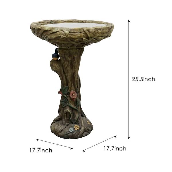 Watnature Concrete Outdoor Birdbaths -25.5 in. H Woodland Tree