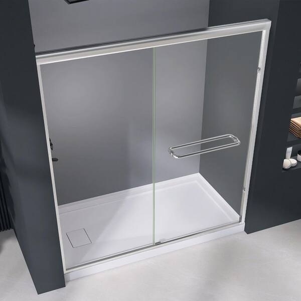 .. A ..¨̮　0605 Zeafive 62 to 66 in. W x 72 in. H Double Sliding Shower Door in