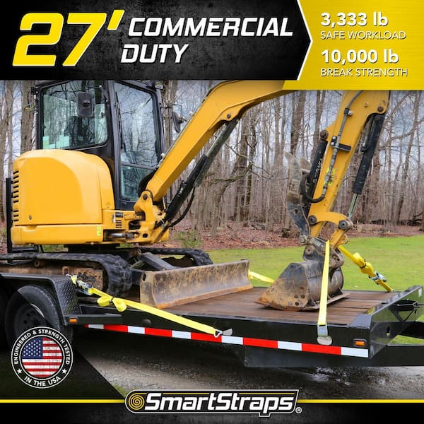 2 in. x 27 ft. Yellow Commercial RatchetX Tie Down Strap w/ Double J Hooks with 3,333 lb. Safe Work Load - 1 pack