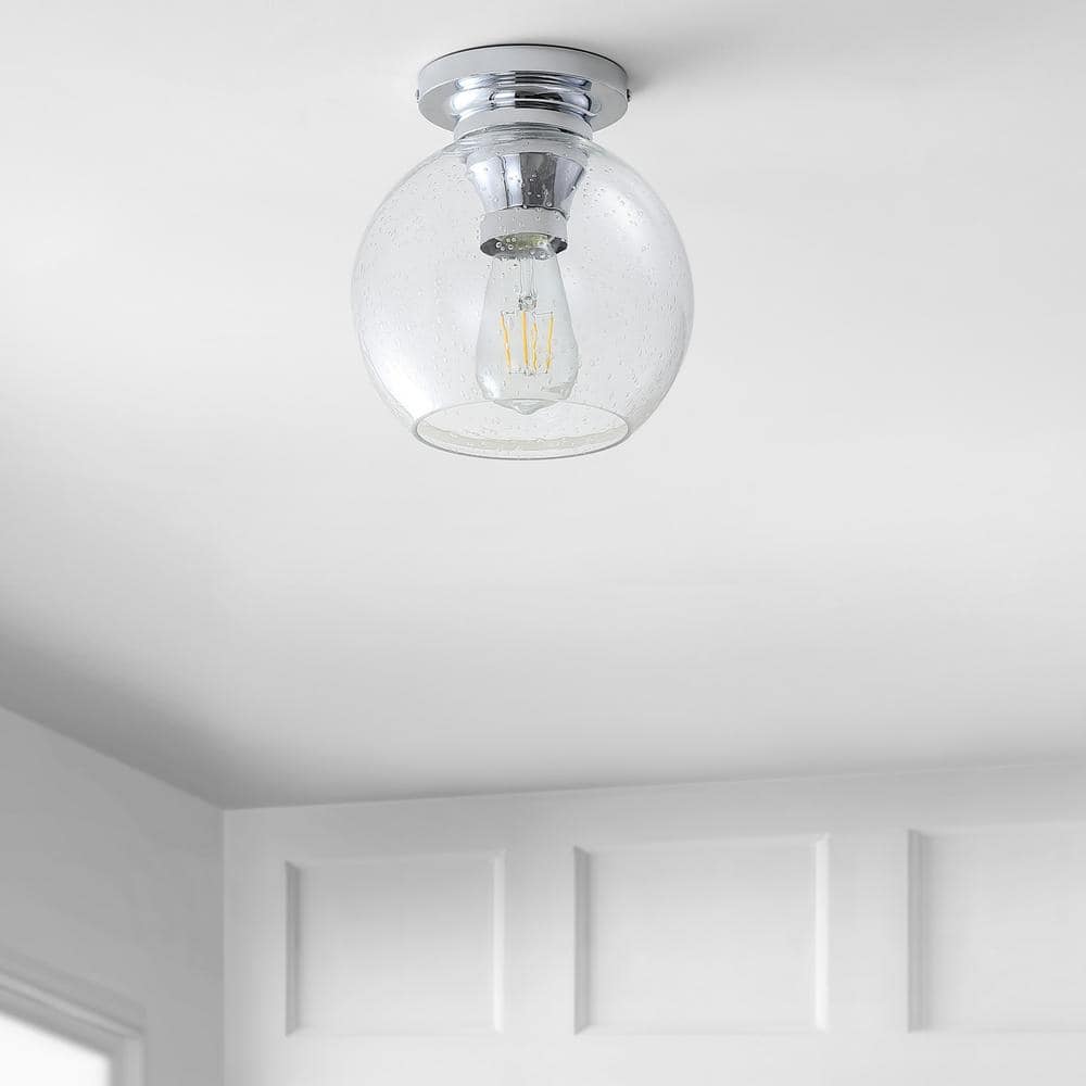 Chrome and Glass LED Flush Mount Ceiling Light