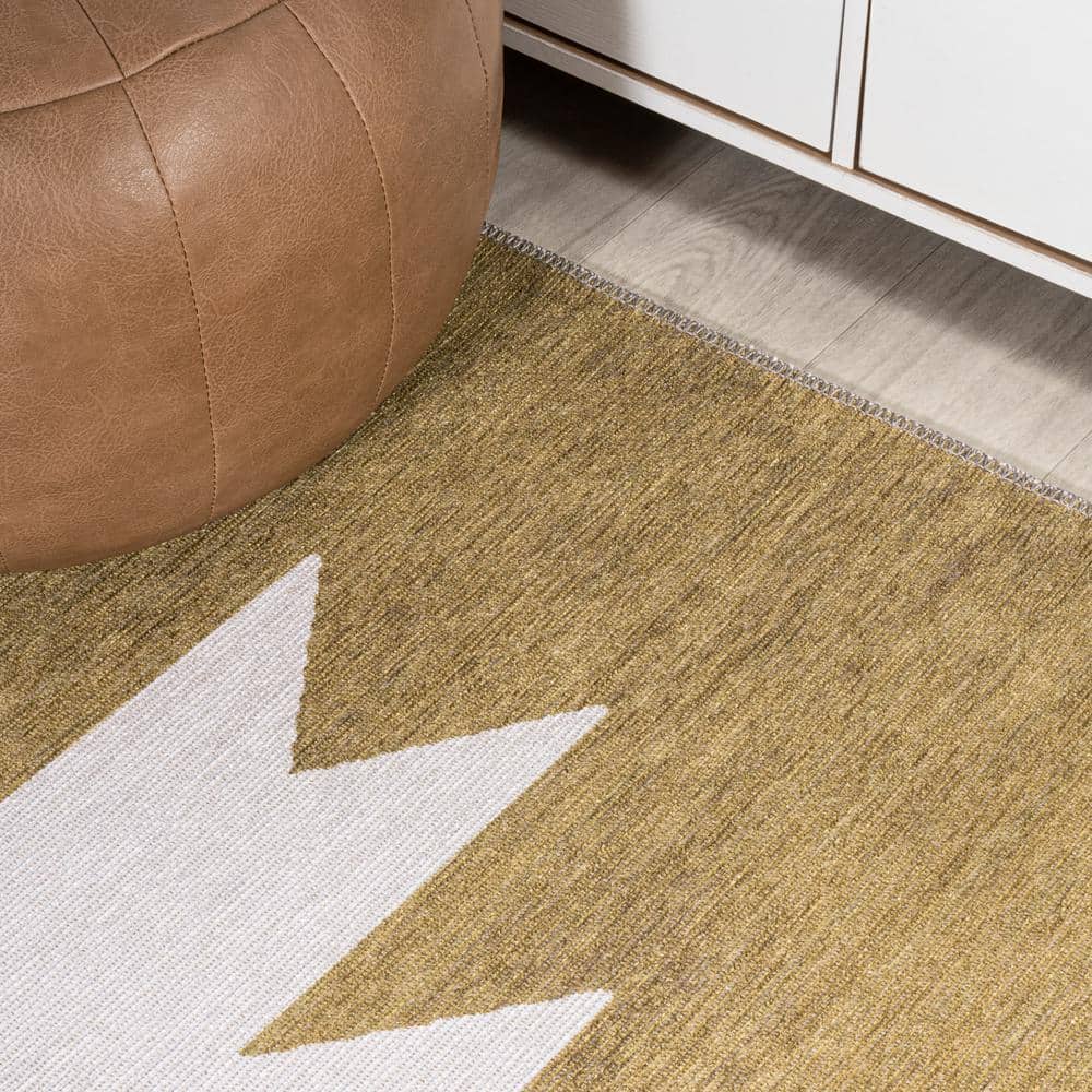 Chayton 8' x 10' Yellow and Cream Geometric Washable Area Rug