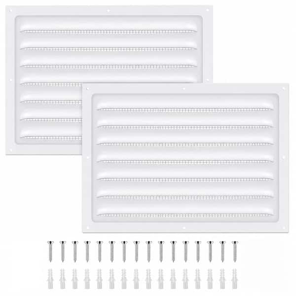 8 in x 12 in White Metal Gable Vent Louver Grille with Screen Mesh for Attic Shed Garage Moisture Guard 2 Pack