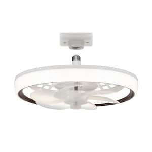 13 in. Integrated LED White Modern Flush Mount With Remote, LED Light, Socket and Frosted Acrylic Shade