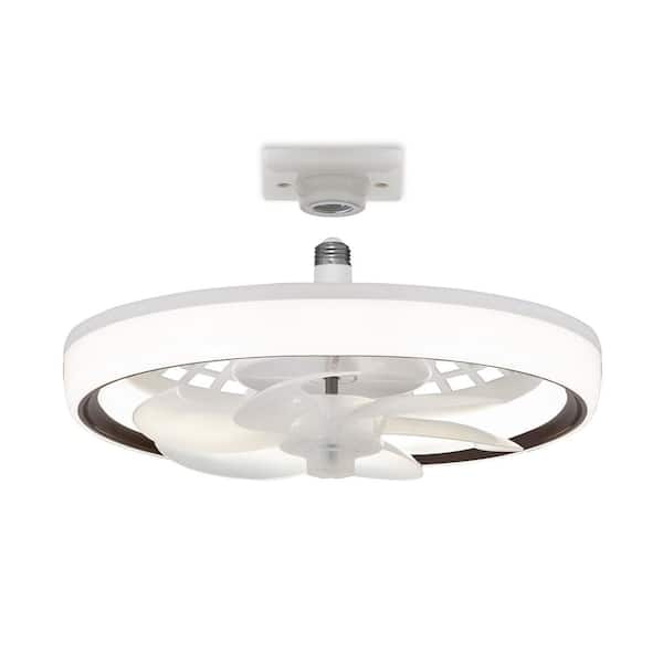 Breezary 13 in. Integrated LED White Modern Flush Mount With Remote, LED Light, Socket and Frosted Acrylic Shade
