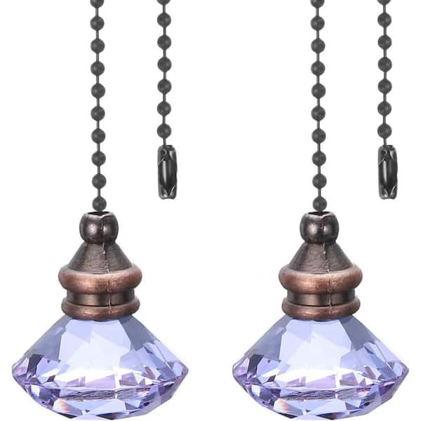 12 Purple Ceiling Fan Pull Chains with Connector 2-Pack Decorative Diamond Pendant String Extension