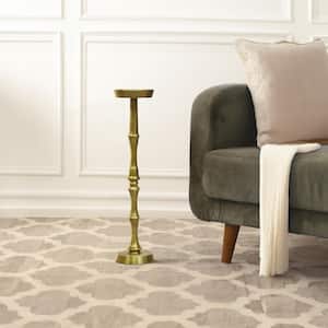 6 in. Brass Round Aluminum Side End Table with Pedestal Base