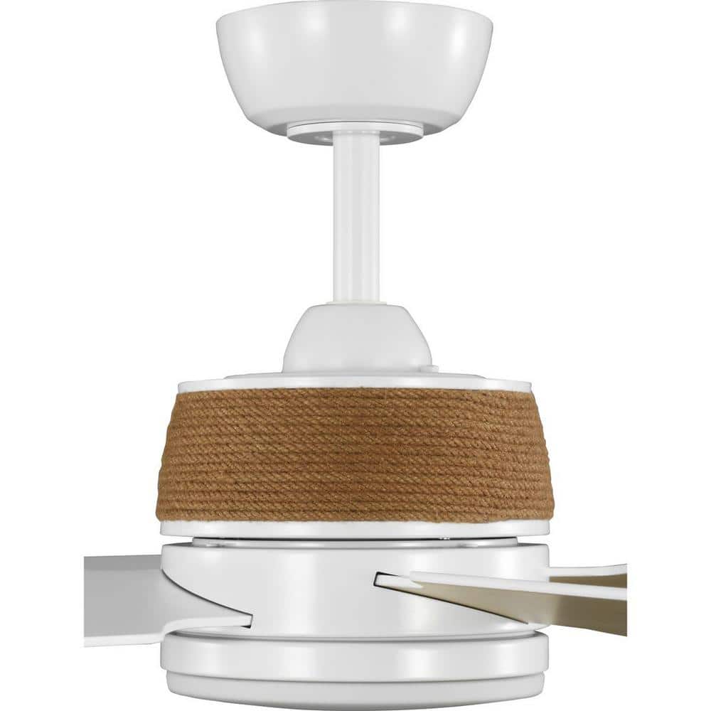 Shaffer II 56" Satin White LED Ceiling Fan with Jute Rope