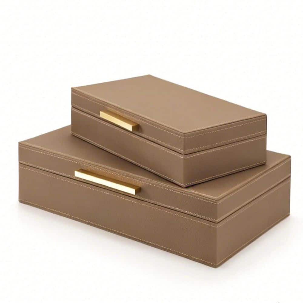 プロフ参照　 スターバース 15BOX シュリンク付き Brown PU Leather Decorative Storage Boxes with Lids for Your