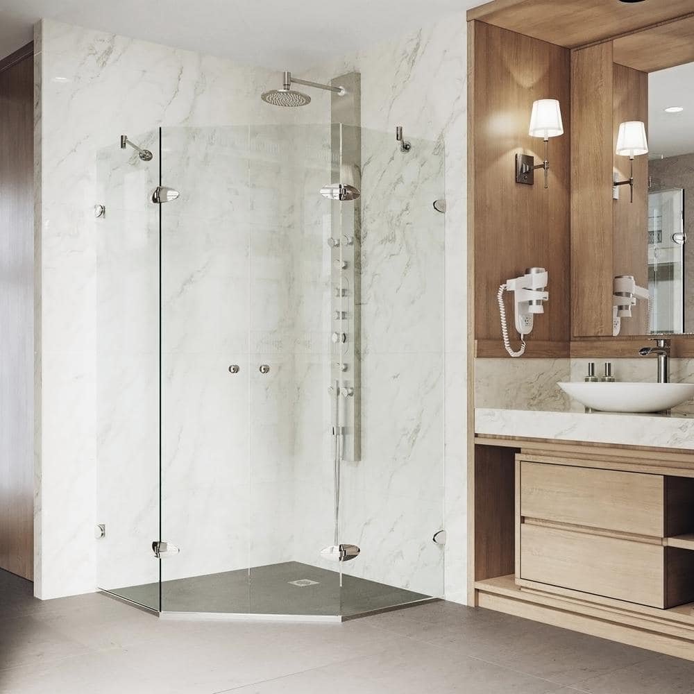 Gemini 47" Frameless Neo-Angle Shower Enclosure with Clear Glass