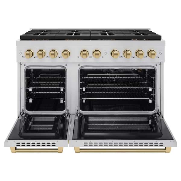 Autograph 48 in. Paramount Gas Range with 8 Burner DuoPro Cooktop Gas Oven in Stainless Steel w/ Bronze Helix Hles