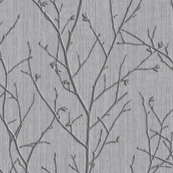 Graham & Brown Water Silk Sprig Charcoal Wallpaper Sample