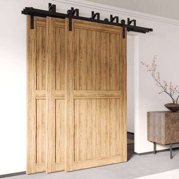 HOMACER 14 ft./168 in. Black Rustic Triple Track Bypass Sliding