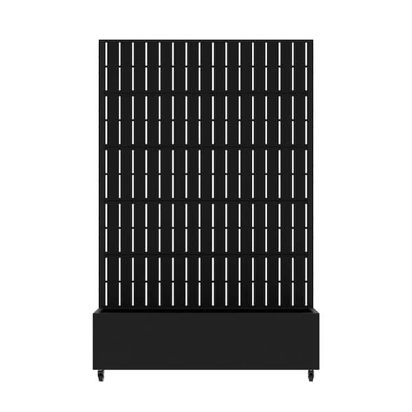 47 in. L x 16 in. W x 72 in. H Black Rectangular Vertical Fence Trellis Outdoor Iron Planter (1-Pack)
