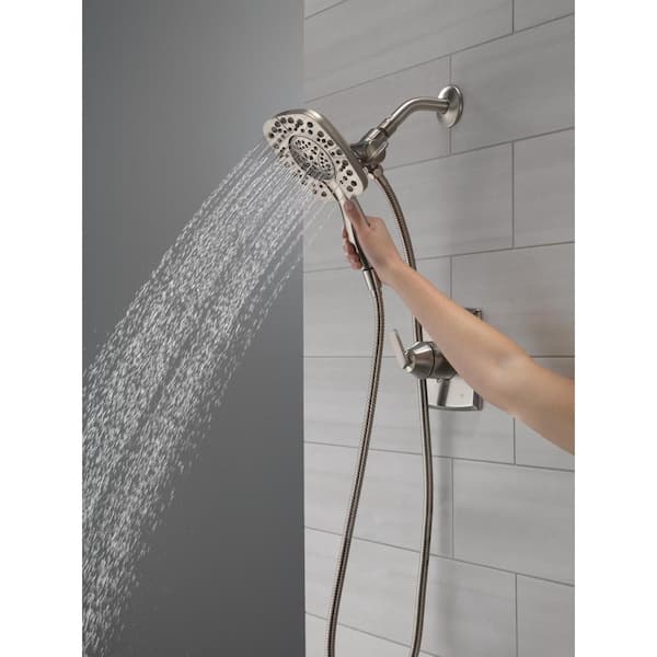 In2ition 4-Spray Patterns 1.75 GPM 6 in. Wall Mount Dual Shower Heads in Stainless