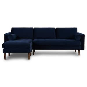 Napa 104.5 in. Fabric Left-Facing Sectional Sofa in Navy Velvet