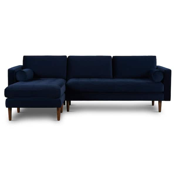 Poly and Bark Napa 104.5 in. Fabric Left-Facing Sectional Sofa in Navy ...