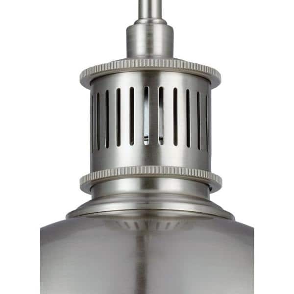 Brushed Nickel Single Light Dome Pendant with Clear Glass Shade