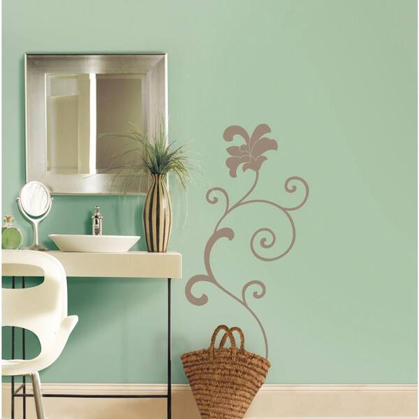 Snap 39.75 in. x 17.25 in. Grey Swirly Wall Decal