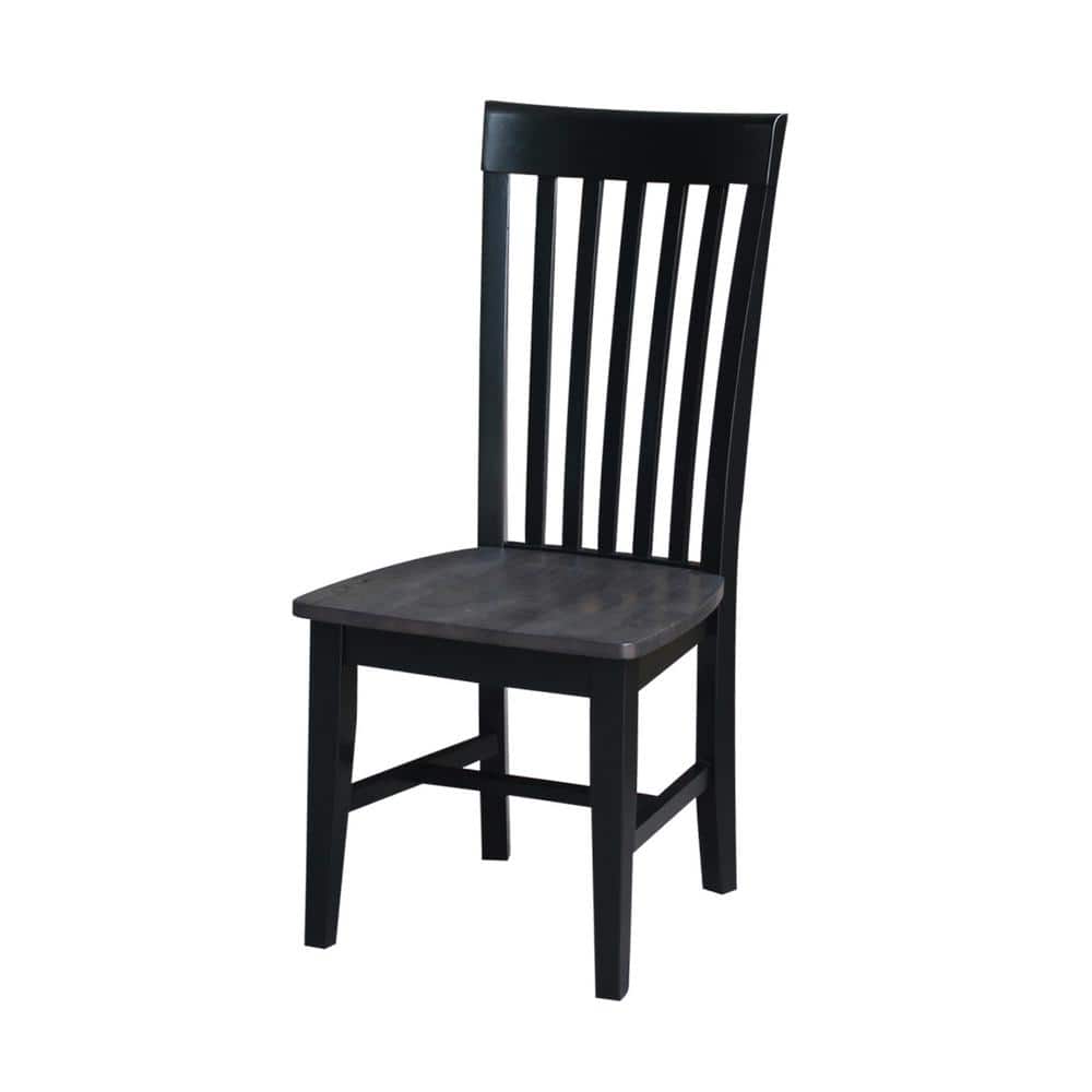 Cosmo High Slat-Back Solid Wood Side Chair in Coal Black