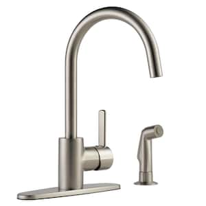 Apex Single-Handle Standard Kitchen Faucet with Side Sprayer in Stainless