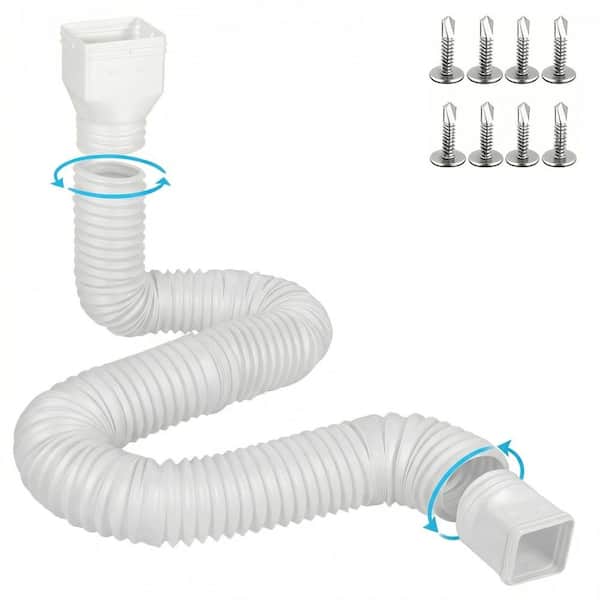4 in Dia Flexible Gutter Downspout Extension Drain Pipe 3.4 ft to 16.5 ft for Rainwater Drainage