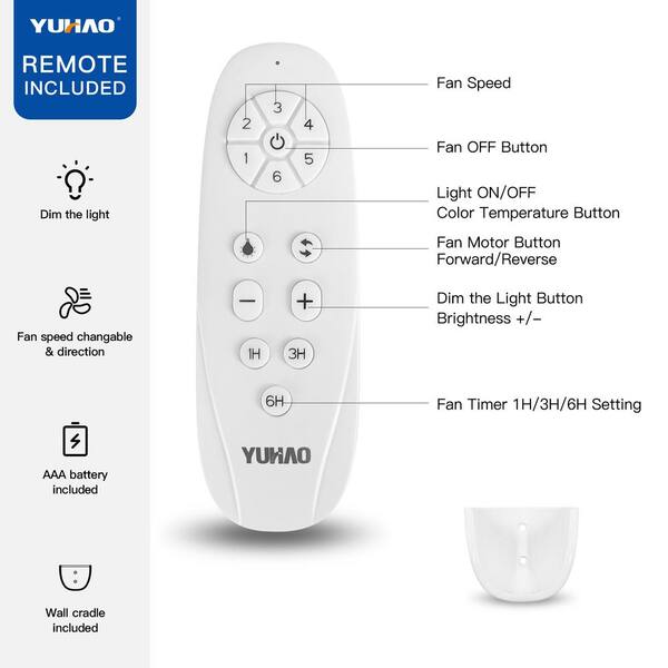 60 in. Indoor Intergrated LED Ceiling Fan Lighting with Black ABS Blade, Remote Control, 6-Speed Fan