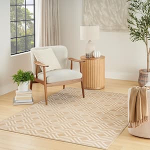 Casual Taupe 7 ft. x 9 ft. Checker Contemporary Area Rug