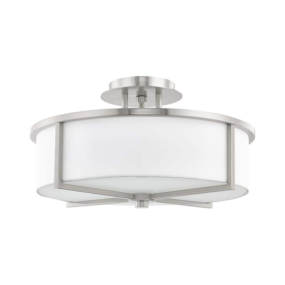 Wesley Brushed Nickel 3-Light Drum Ceiling Mount