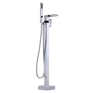 Single Handle Free Standing Bathtub Faucet with Hand Shower in Chrome