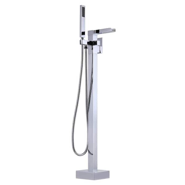 ARCORA Single Handle Free Standing Bathtub Faucet with Hand Shower in Chrome