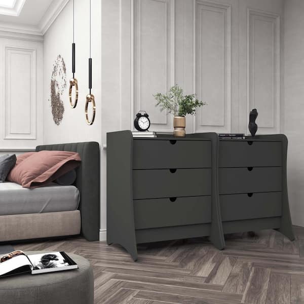Manhattan Comfort Coney 3 Drawer Dresser (Set of 2)