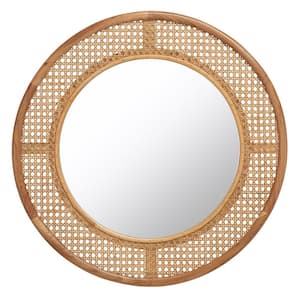 Byleth 23.6 in. W x 23.6 in. H Wood Round Modern Natural Wall Mirror