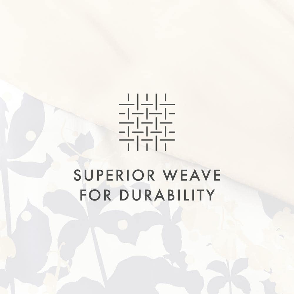 Yellow and Navy Floral Reversible Twin Duvet Cover Set