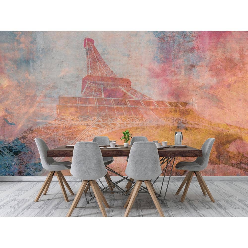 Pink Eiffel Tower Abstract Non-Pasted Wall Mural