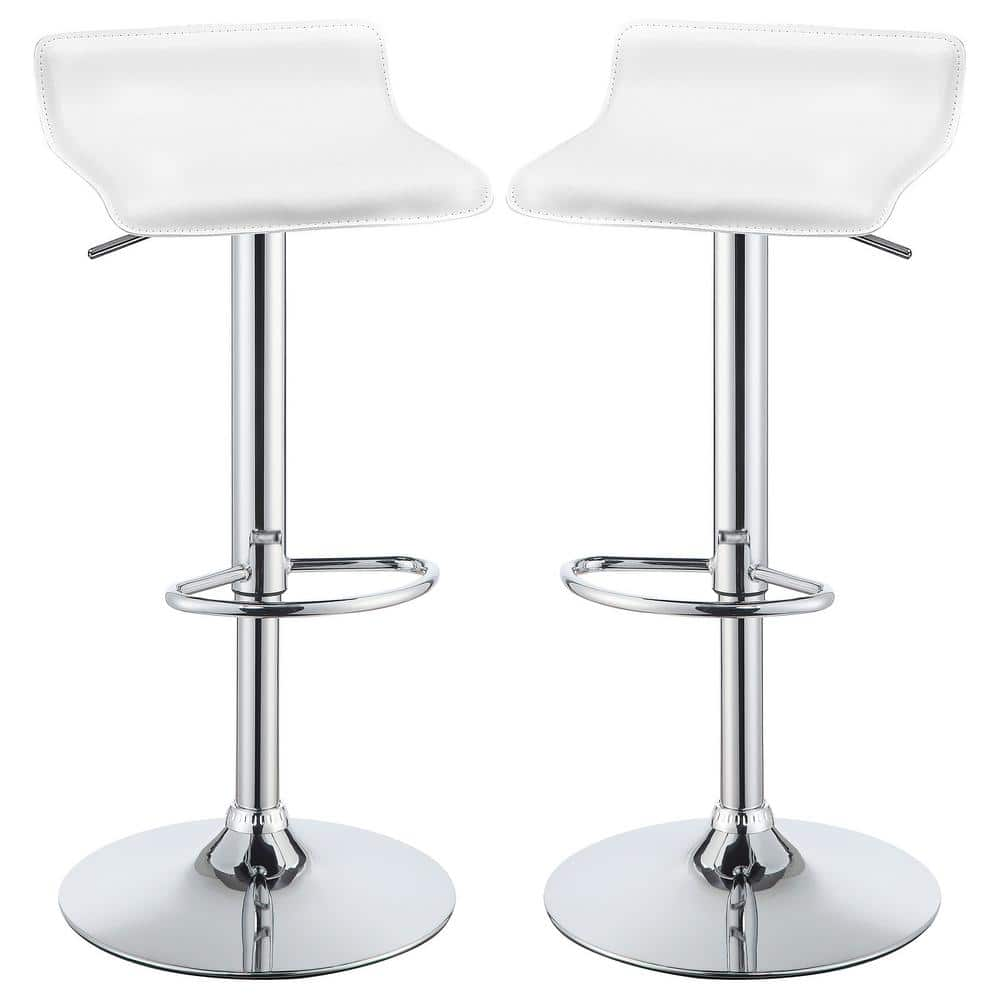 Coaster 29 in. Upholstered Backless Bar Stools with Adjustable Height White and Chrome Set of 2 120391 The Home Depot