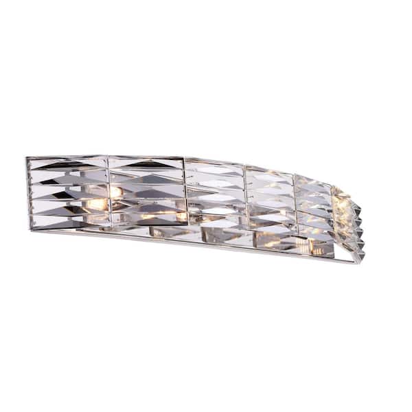 CWI Lighting Squill 31 in. 4-Light Polished Nickel Vanity Light with Clear Crystals