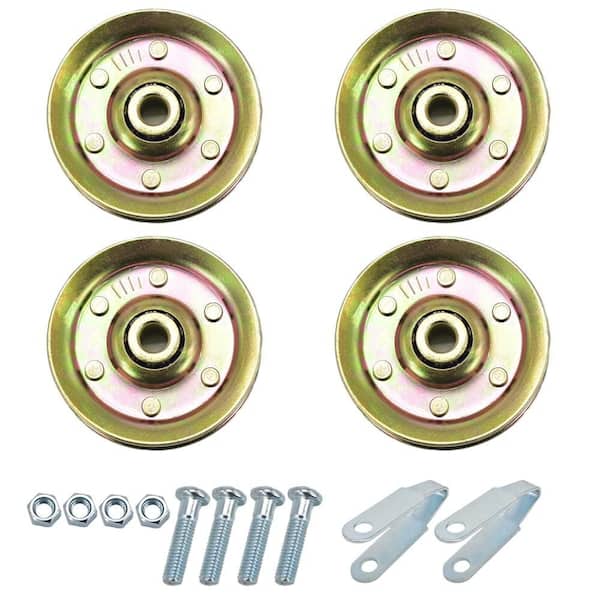 4-Pack 3 in. Heavy Duty Garage Door Pulley Kit with 2 Clevis Forks, 4 Bolts and Nuts, 3/8 in. Arbor, 200 lb. Capacity