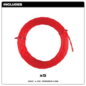 0.095 in. x 20 ft. Pre-Cut Trimmer Line (5-Pack)