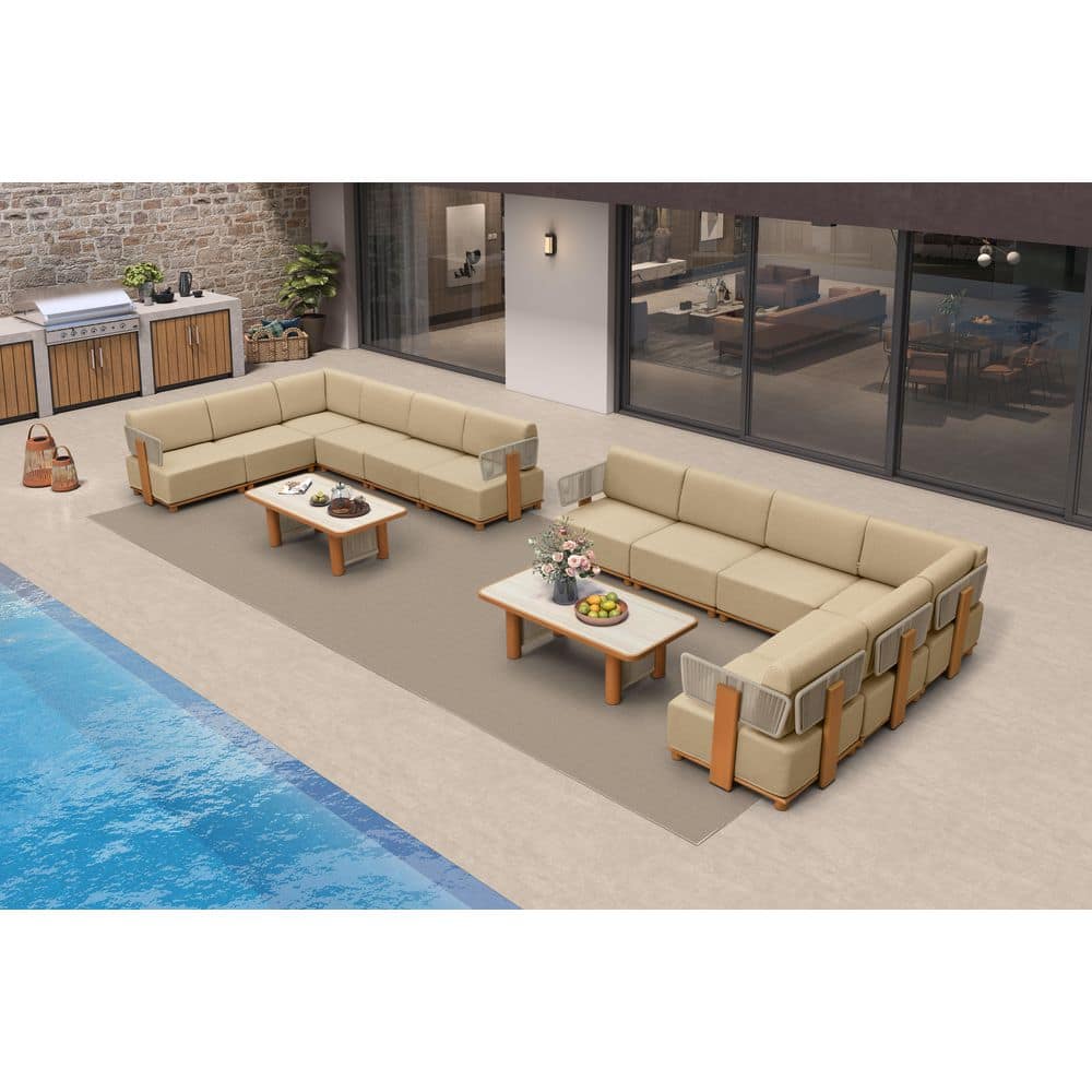 14 Pieces Patio Conversation Sets with Coffee Table All Weather Outdoor Couch Sectional Set with Cushion L-shaped price history on PriceWatchPro