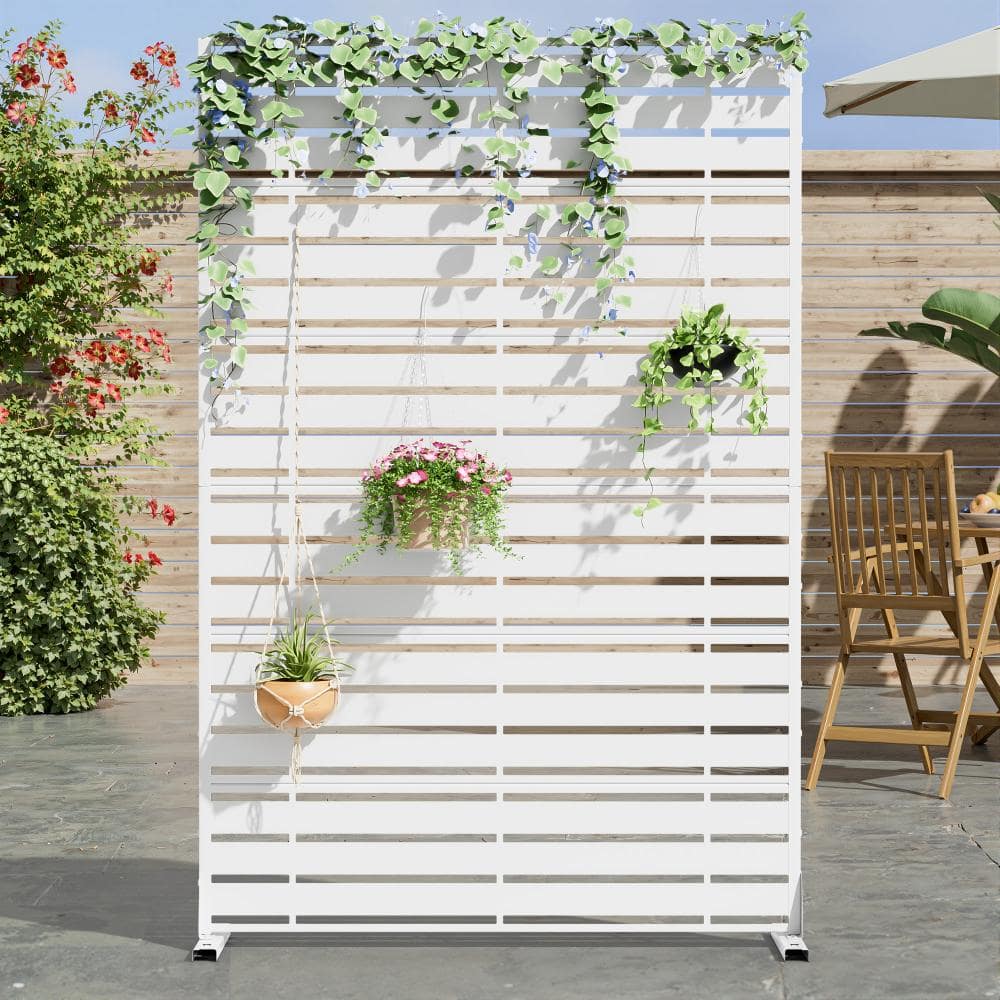 47 in. W x 72 in. H Black Galvanized Metal Louvered Outdoor Patio Divider Screen (1-Pack) price history on PriceWatchPro