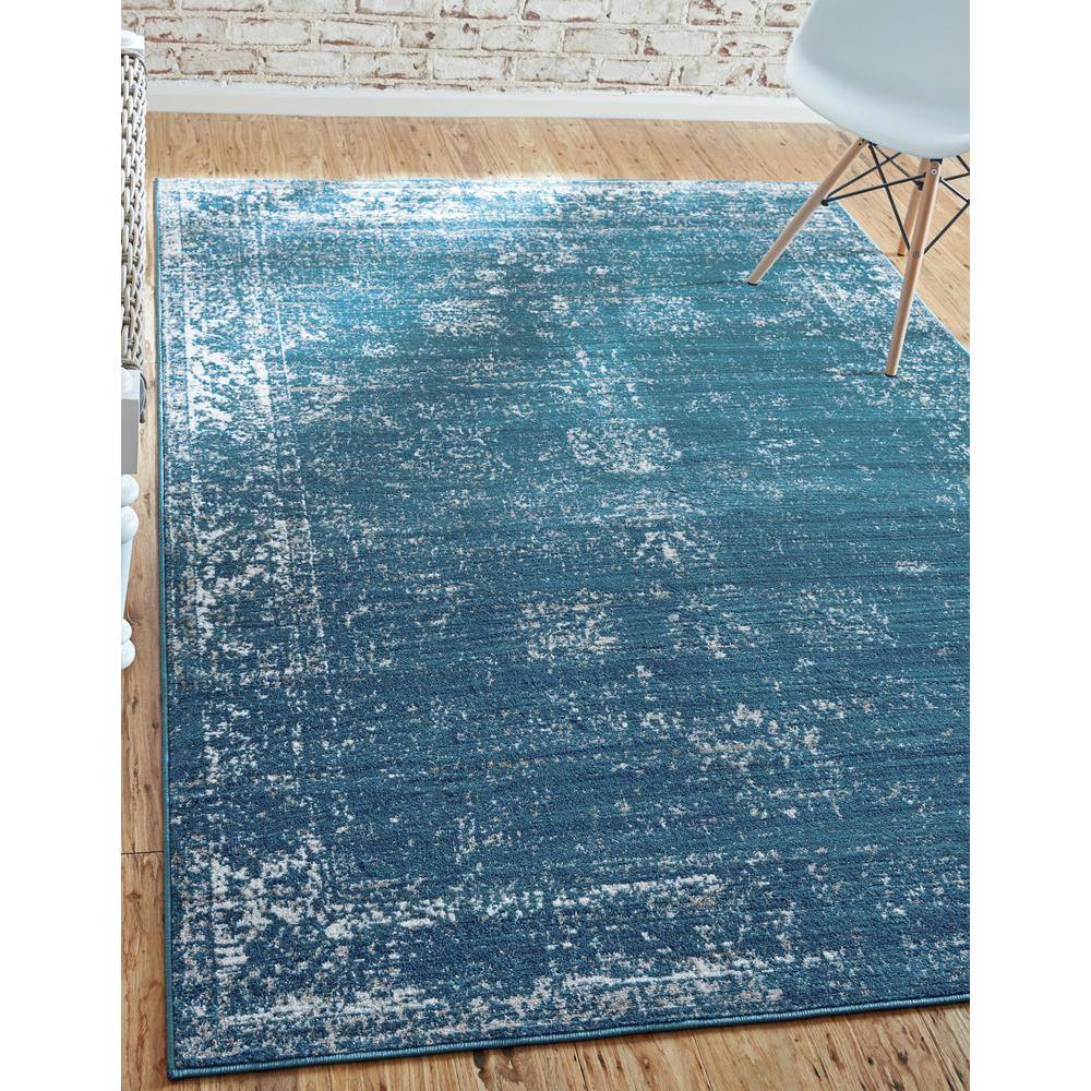 Sofia Blue Abstract Rectangular Indoor Rug - Easy Care & Stain-resistant