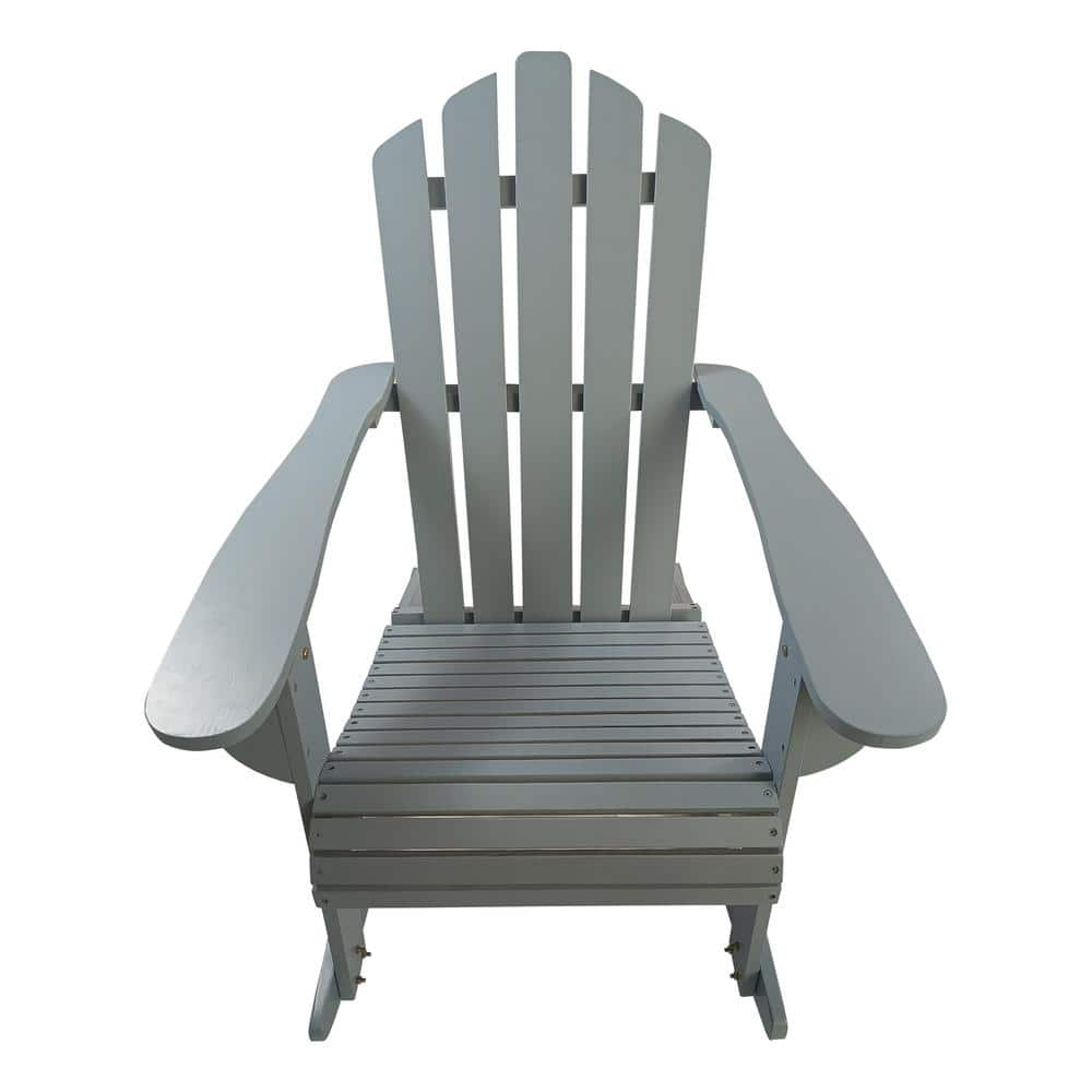 Grey Reclining Rocking Solid Walnut Wood Outdoor Adirondack Chair for ...