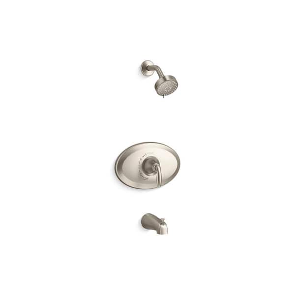 KOHLER Remodel Rite-Temp Lever 1-Handle 1.75 GPM Wall Mount Bath and Shower Trim Kit in Brushed Nickel (Valve Included)