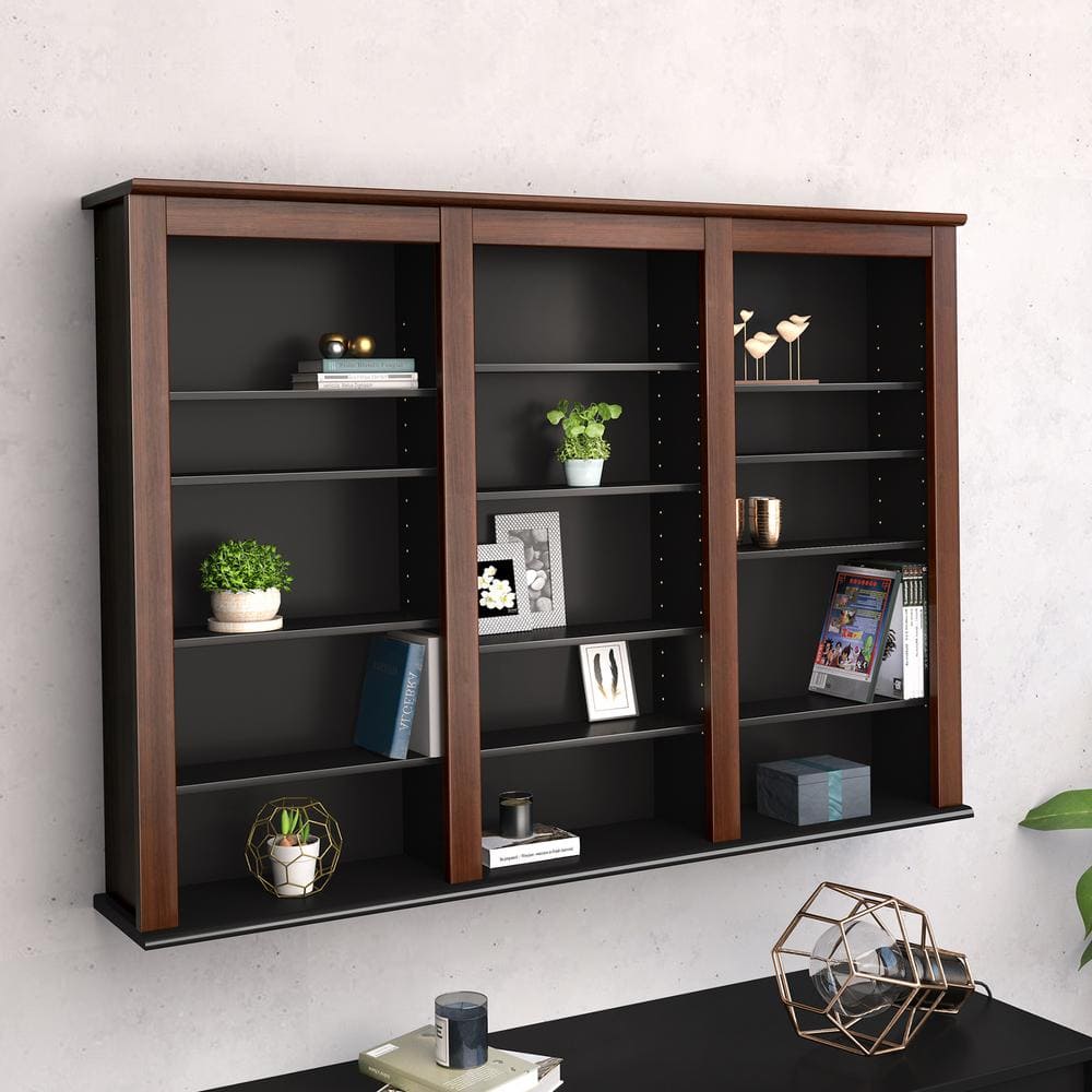 Cherry & Black Laminated Floating Media Storage Shelf